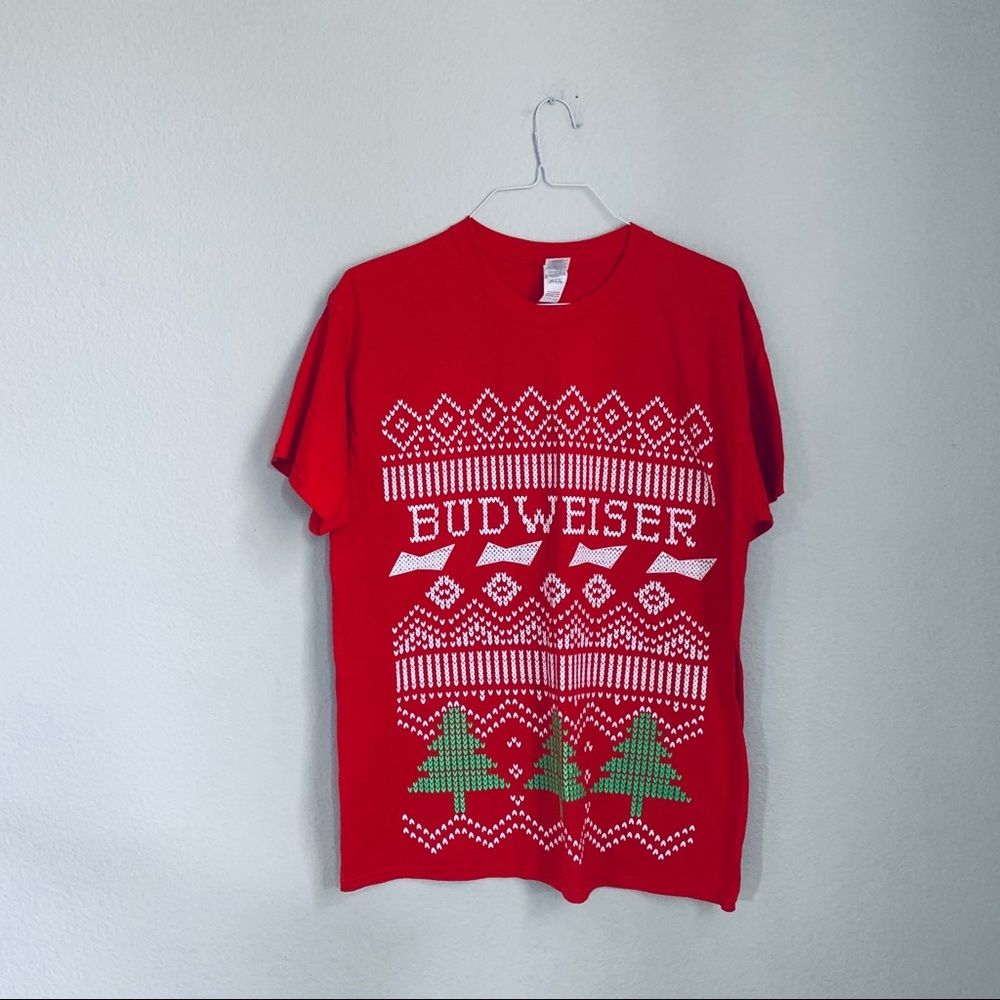 BUDWEISER Red Christmas graphic print tee L - Picture 3 of 6